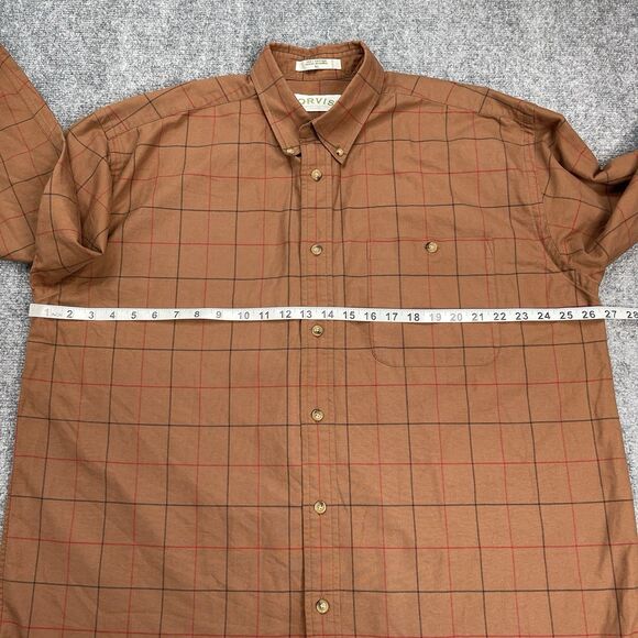 Orvis Mens Size XL Long Sleeve Button Front Brown Plaid 100% Cotton - Picture 6 of 9